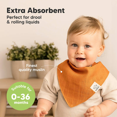 KeaBabies 8pk Lumi Muslin Baby Bibs, Spice