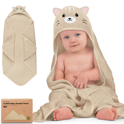 KeaBabies Cuddle Baby Hooded Towel, Cat