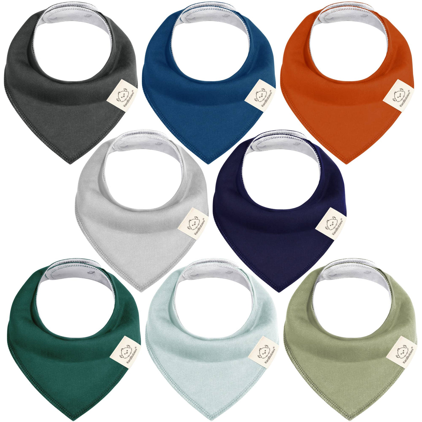 KeaBabies 8-pack Baby Bandana Bib, Hunter
