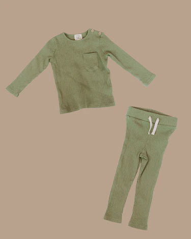 Dear Hayden Organic Cotton Rib Two-Piece Set with Magnetic Closure
