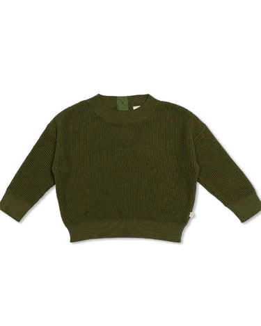 Dear Hayden Organic Cotton Waffle Knit Sweater with Magnetic Closure