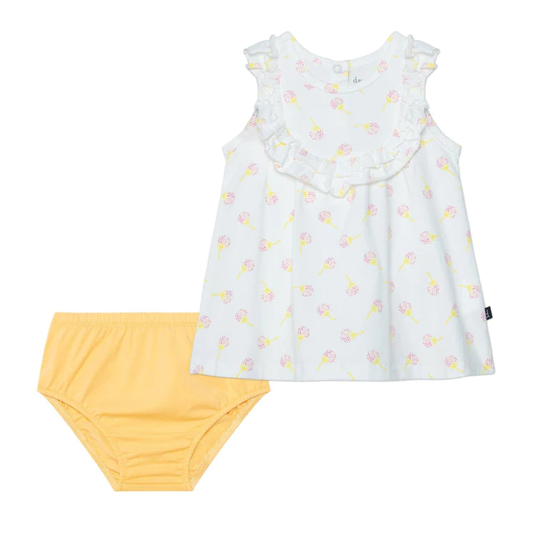 Deux Par Deux Organic Dandelion Printed Tunic and Bloomer Set