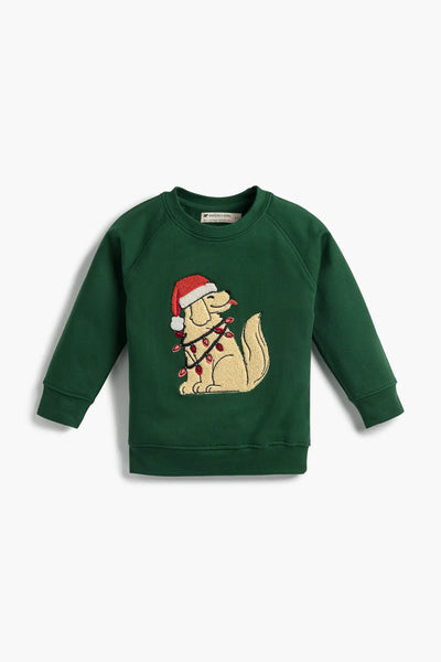 Monica +Andy Holiday Kids Embroidered Crewneck Sweatshirt