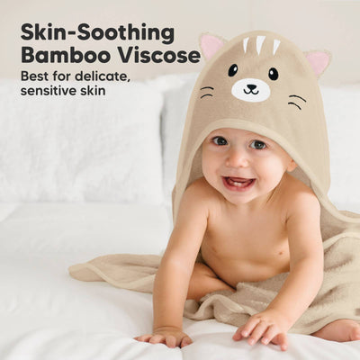 KeaBabies Cuddle Baby Hooded Towel, Cat
