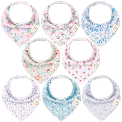 KeaBabies 8-pack Baby Bandana Bibs, Flourish