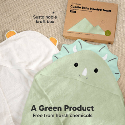 KeaBabies Cuddle Baby Hooded Towel, Triceratops
