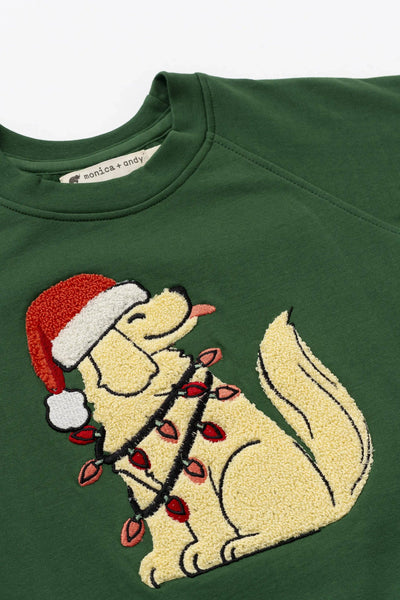 Monica +Andy Holiday Kids Embroidered Crewneck Sweatshirt