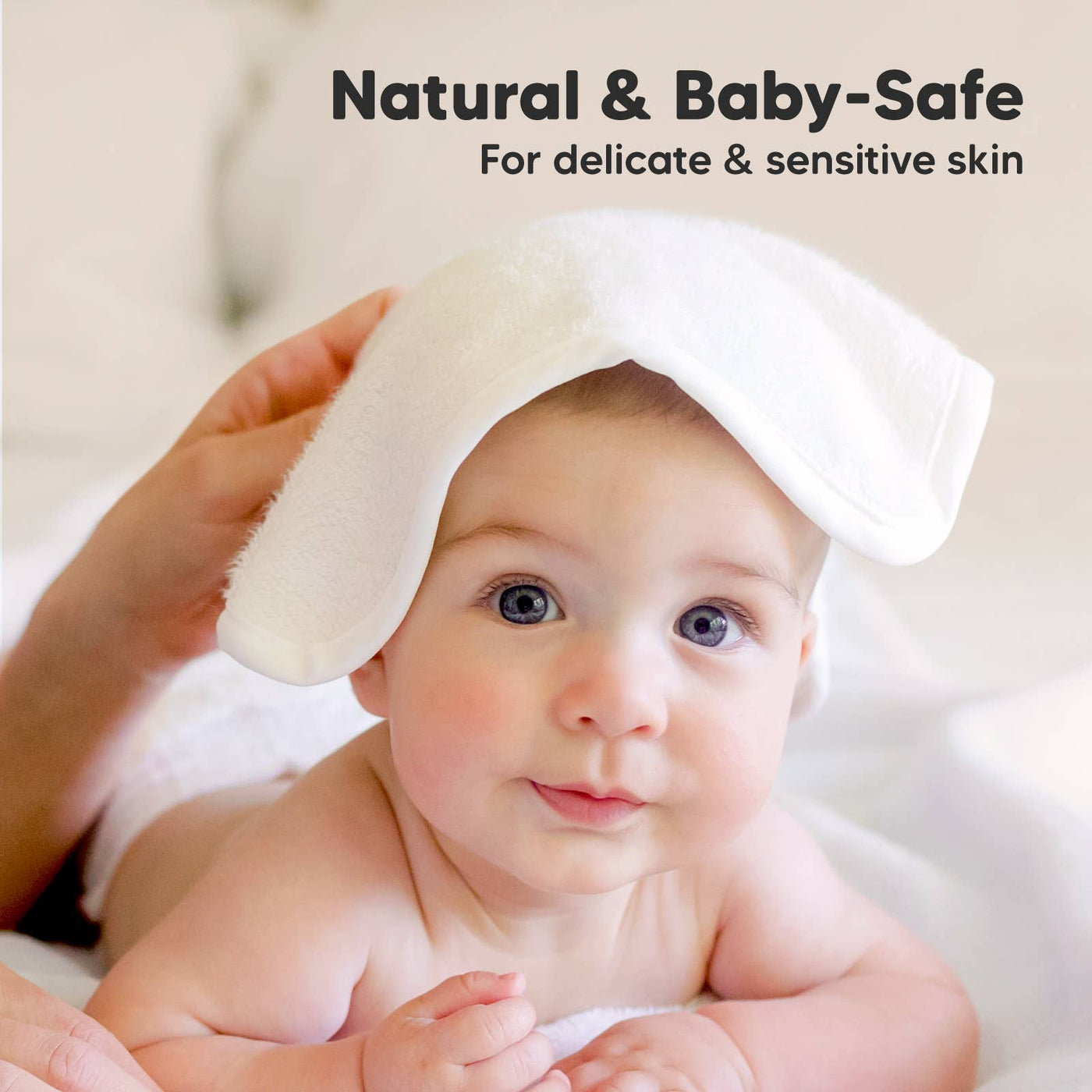 KeaBabies 6-Pack Baby Wash Cloths, White/Stone