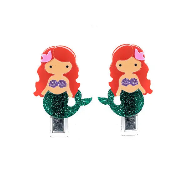 Lilies & Roses Mermaid Red Hair Glitter Clips