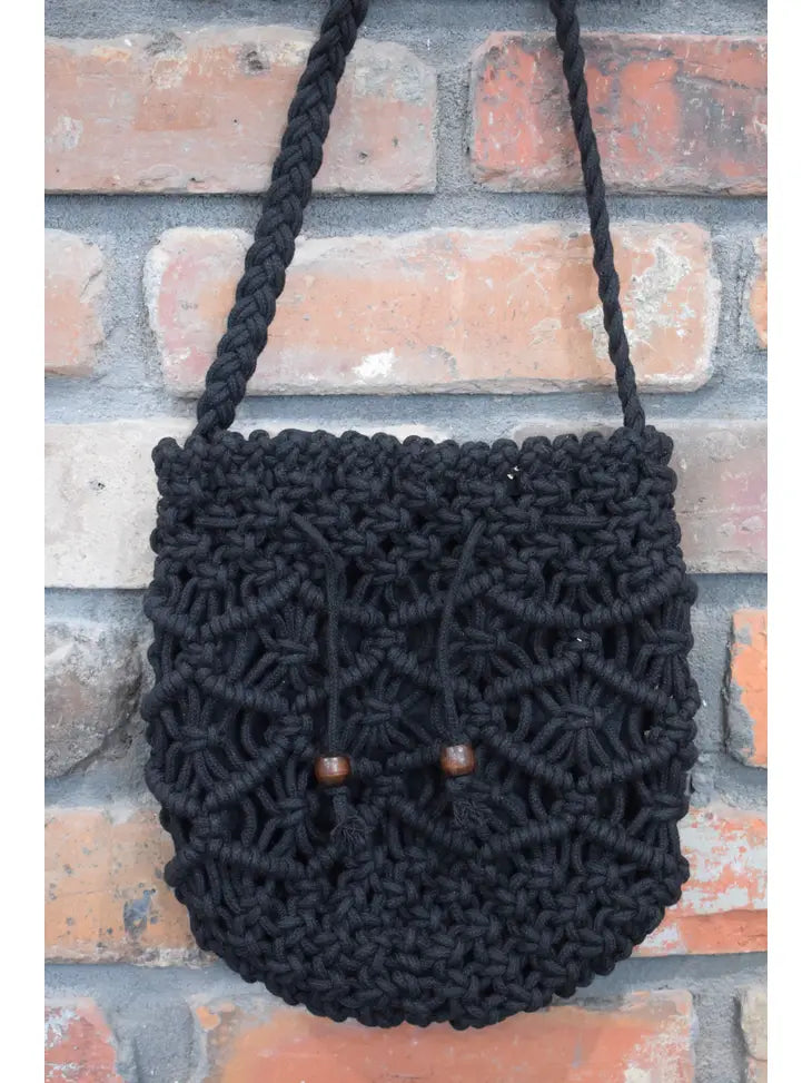 ML Kids Black Crochet Purse