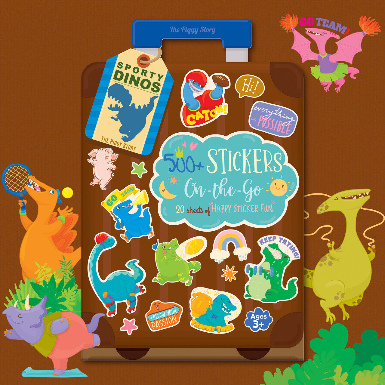 The Piggy Story 500+ Stickers On-the-Go Sporty Dinos