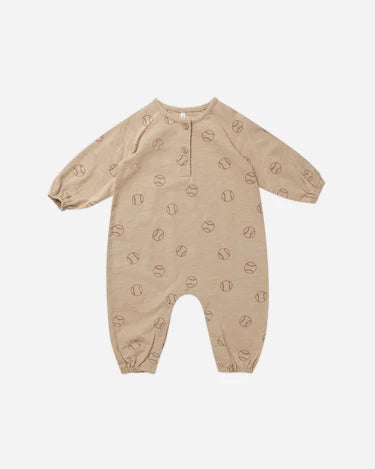 Rylee + Cru Baseball Henley Bubble Jumpsuit