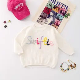 Little Trendy Swiftie Embroidered Sweater