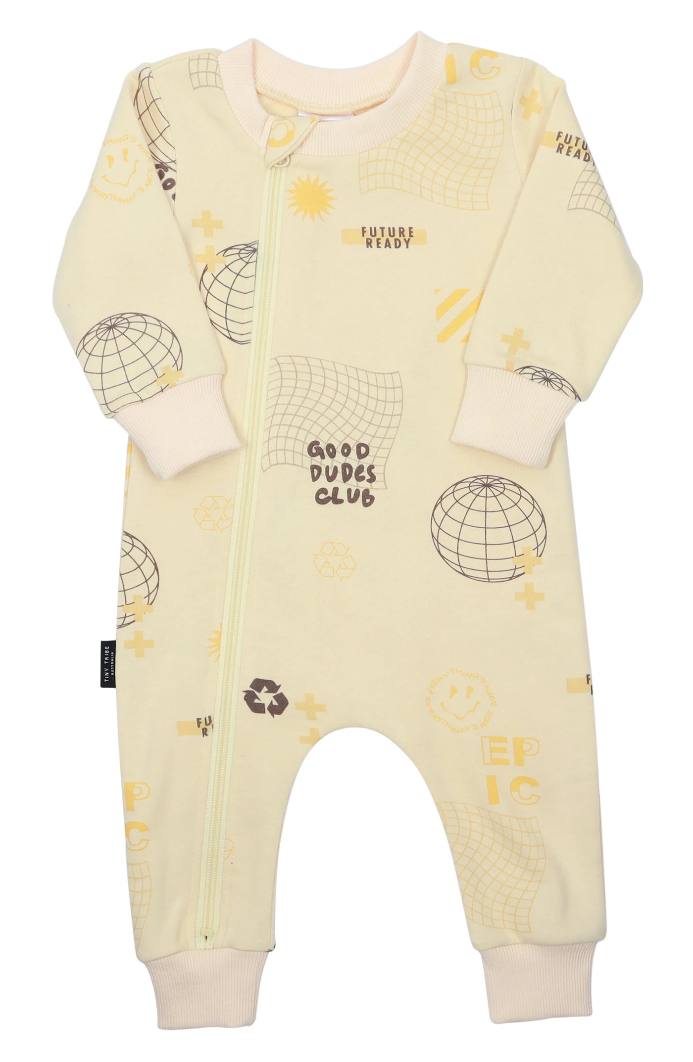 Tiny Tribe Future Ready Zip Romper in Butter