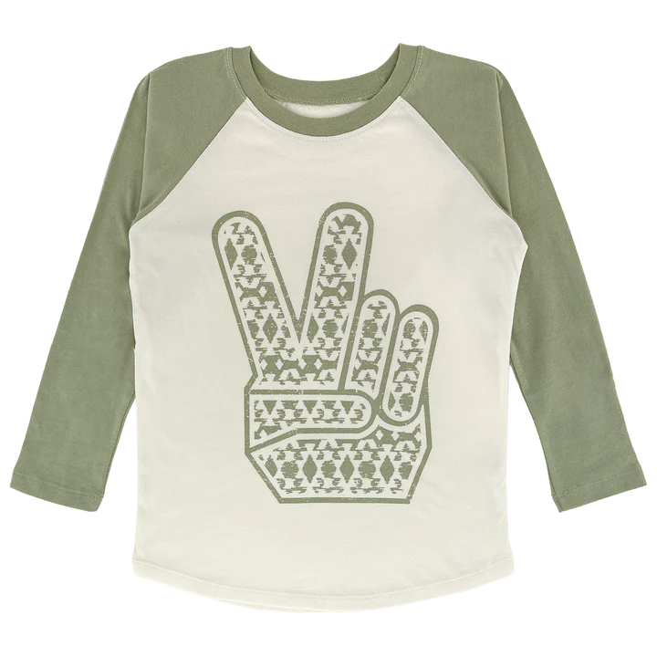Tiny Whales Peace Out Long Sleeve Raglan Top