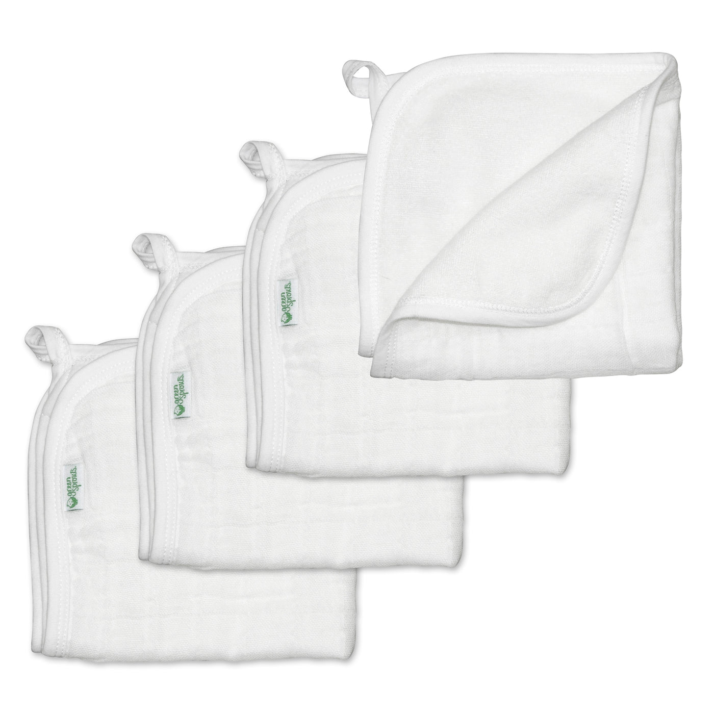 Green Sprouts Muslin Washcloths Organic Cotton 4 Pack  White