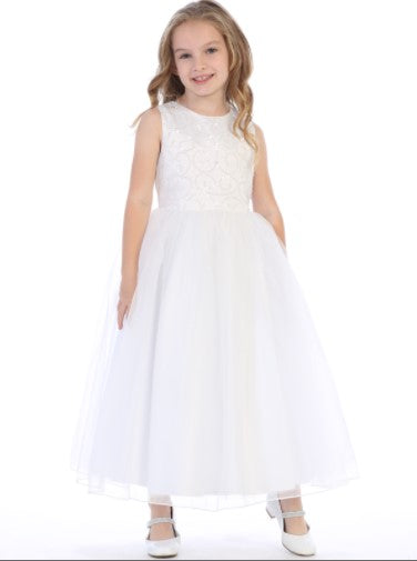 Sweet Pea & Lilli Communion Dress SP610 Beaded Satinw/ Sequins & Tulle
