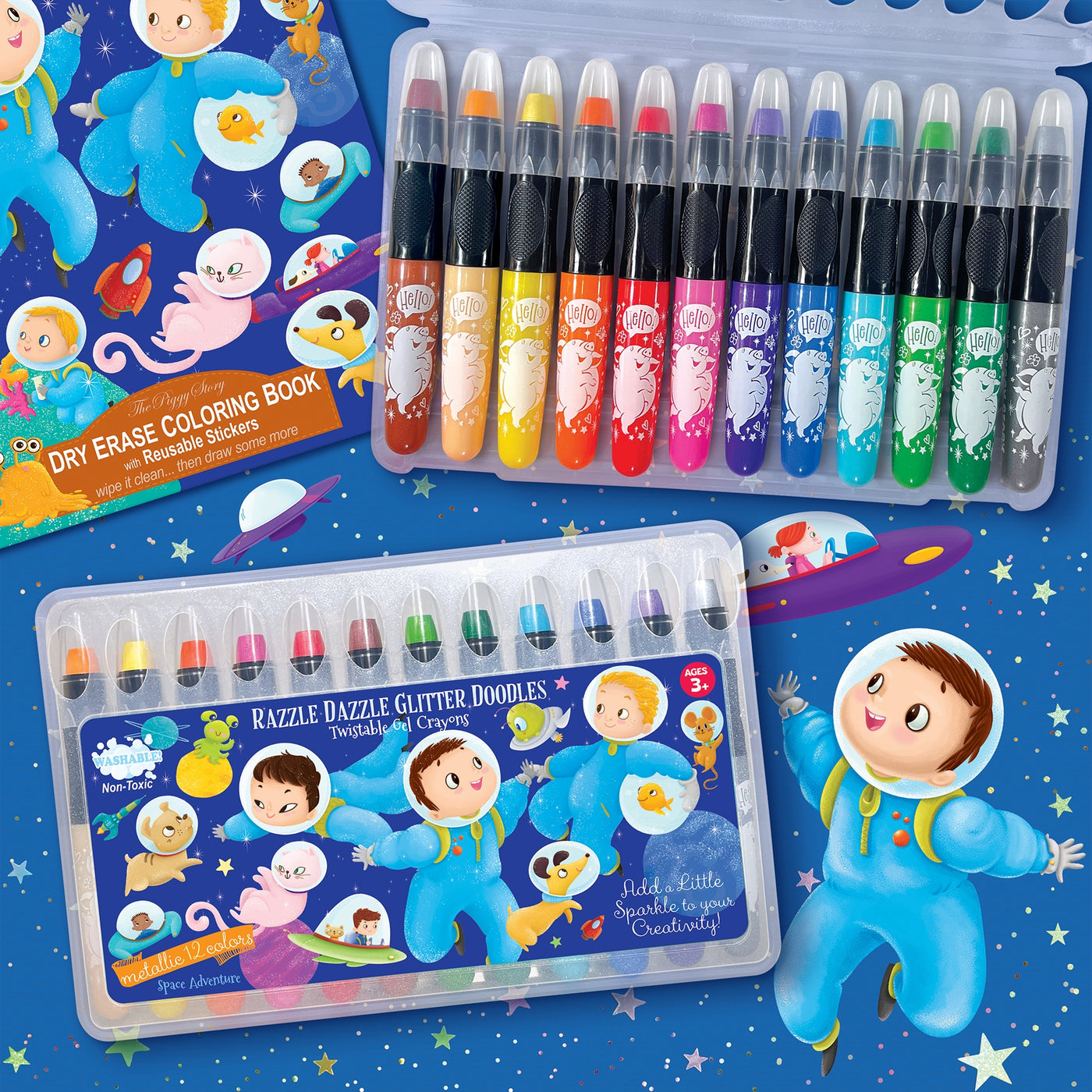 Glitter Doodle Gel Crayons  Space Adventures  