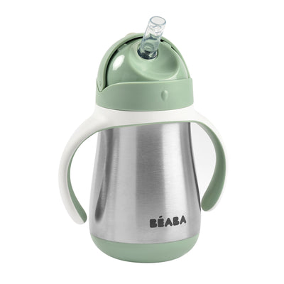 Beaba Stainless Steel Straw Sippy Cup Sage