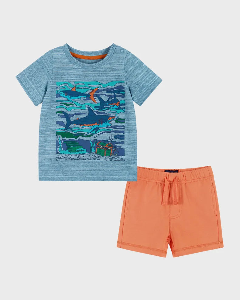 Andy & Evan Blue Sharks T-Shirt Set