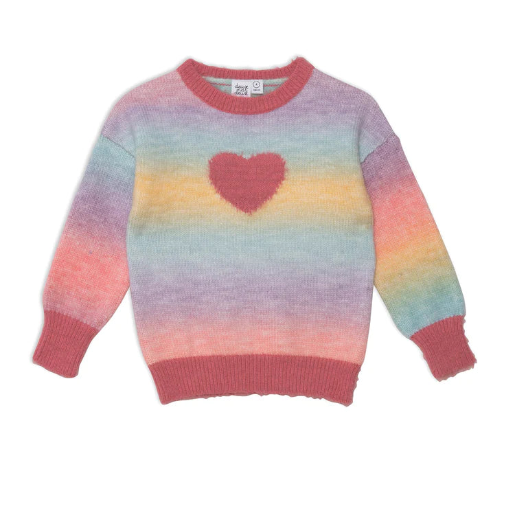 Deux Par Deux Jacquard Knitted Heart Sweater