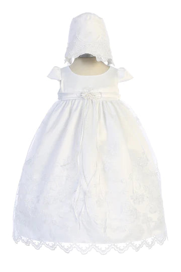 Cross Embroidered Christening Gown