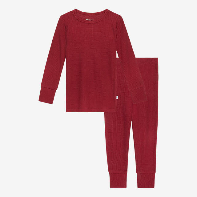 Posh Peanut Basic Long Sleeve Pajamas Bordeaux waffle