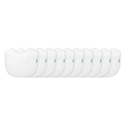 Green Sprouts Stay Dry Infant Bibs 10 Pack White Set